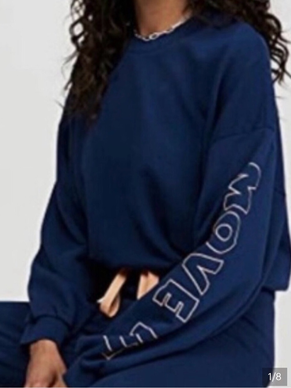 MOTHER sz M Loosen Up Crop in move it wash Crewneck Sweatshirt Blue graphic
